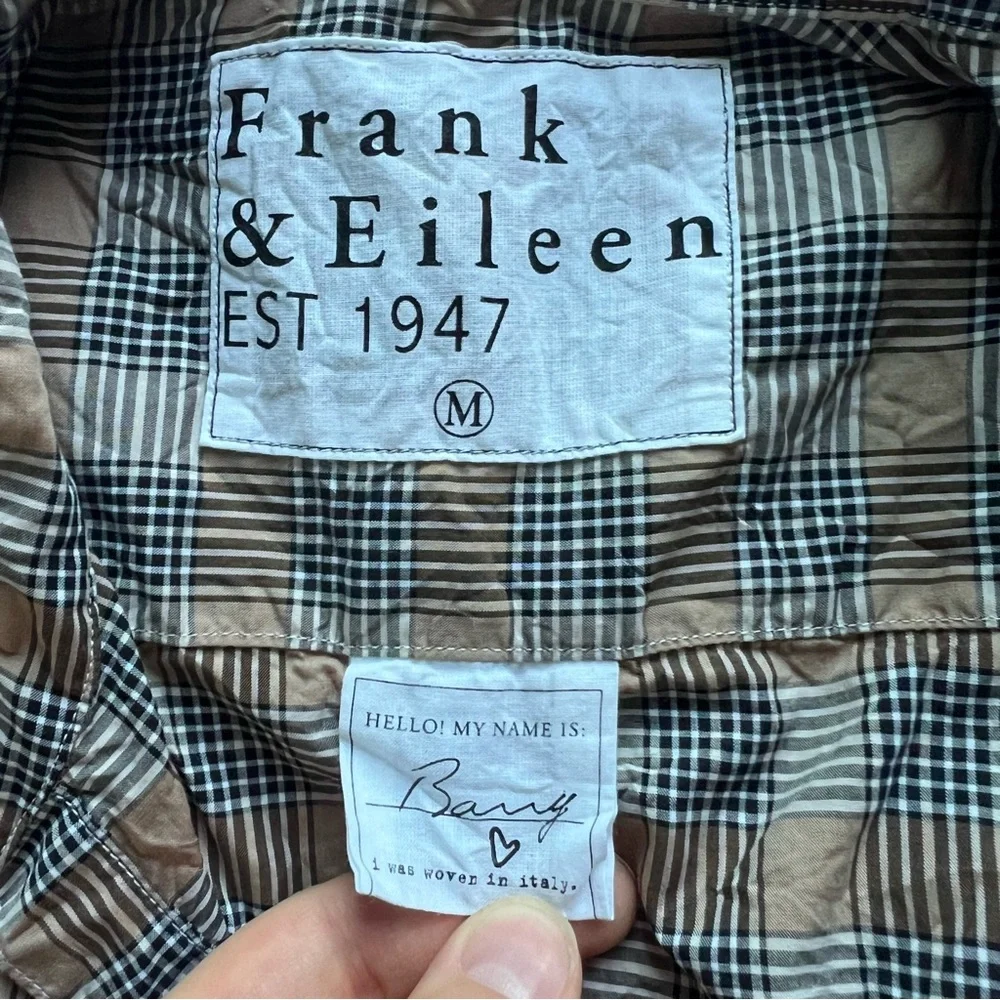 Frank & Eileen Brown Plaid Crinkle Button Down Shirt - Picture 6 of 7